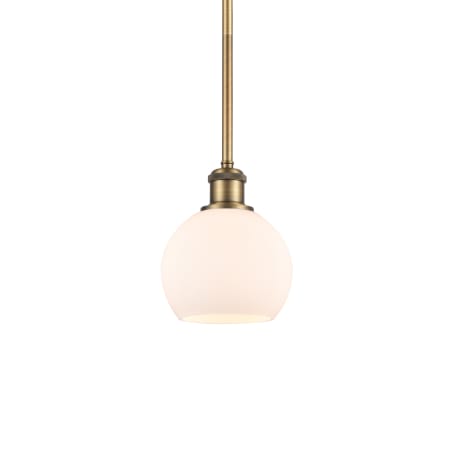 A large image of the Innovations Lighting 516-1S-8-6 Athens Pendant Brushed Brass / Matte White