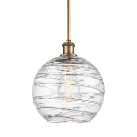 A large image of the Innovations Lighting 516-1S-13-10 Athens Pendant Clear Deco Swirl / Brushed Brass