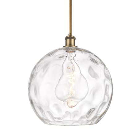 A large image of the Innovations Lighting 516-1S-15-14 Athens Pendant Brushed Brass / Clear Water Glass