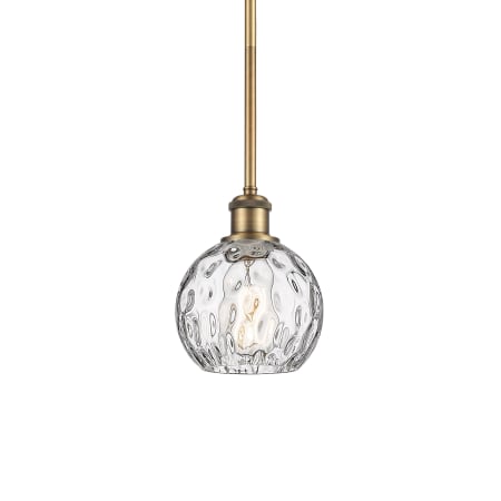 A large image of the Innovations Lighting 516-1S-8-6 Athens Pendant Brushed Brass / Clear Water Glass