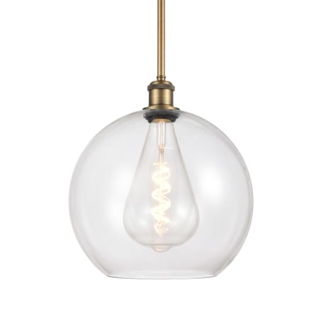 A large image of the Innovations Lighting 516-1S-14-12 Athens Pendant Brushed Brass / Clear