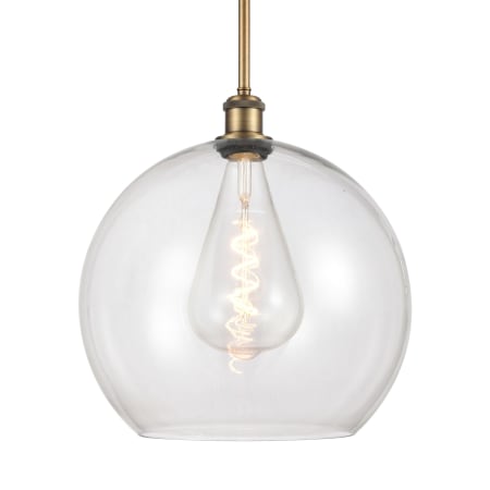 A large image of the Innovations Lighting 516-1S-16-14 Athens Pendant Brushed Brass / Clear