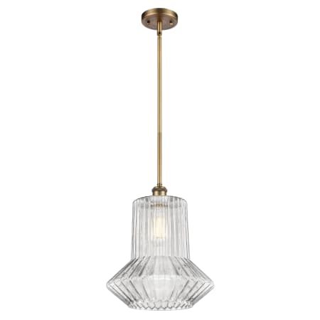 A large image of the Innovations Lighting 516-1S Springwater Brushed Brass / Clear Spiral Fluted