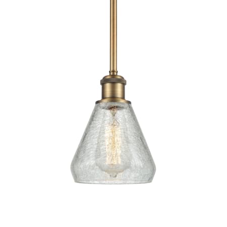 A large image of the Innovations Lighting 516-1S-10-6 Conesus Pendant Clear Crackle / Brushed Brass