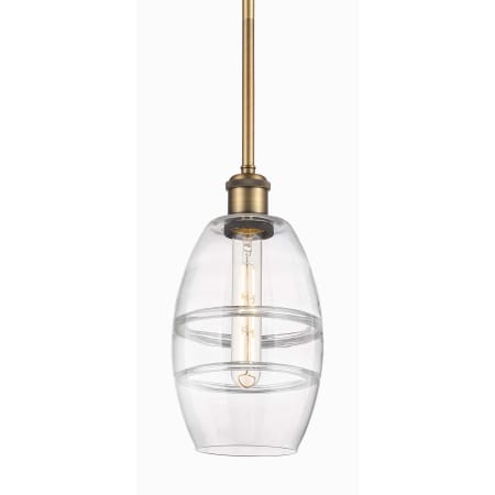 A large image of the Innovations Lighting 516-1S-9-6 Vaz Pendant Brushed Brass / Clear