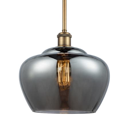 A large image of the Innovations Lighting 516-1S-11-11-L Fenton Pendant Plated Smoke / Brushed Brass