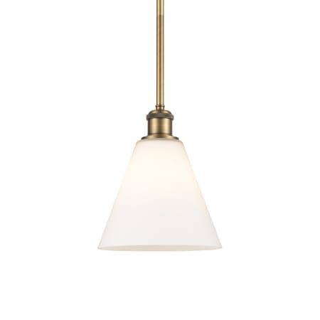 A large image of the Innovations Lighting 516-1S-10-8 Berkshire Pendant Brushed Brass / Matte White