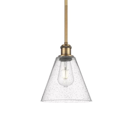 A large image of the Innovations Lighting 516-1S-10-8 Berkshire Pendant Brushed Brass / Seedy