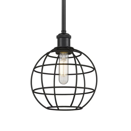 A large image of the Innovations Lighting 516-1S-10-8 Lake Placid Pendant Matte Black / Matte Black