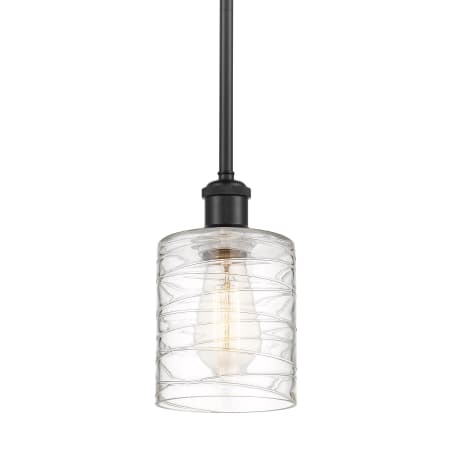 A large image of the Innovations Lighting 516-1S-8-5 Cobbleskill Pendant Deco Swirl / Matte Black