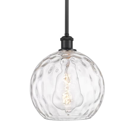 A large image of the Innovations Lighting 516-1S-13-10 Athens Pendant Matte Black / Clear Water Glass