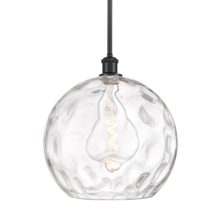 A large image of the Innovations Lighting 516-1S-15-14 Athens Pendant Matte Black / Clear Water Glass