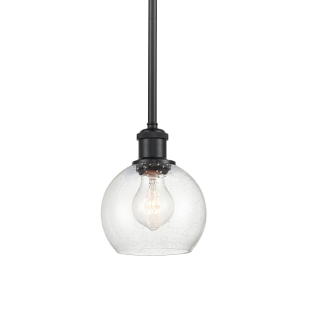 A large image of the Innovations Lighting 516-1S-8-6 Athens Pendant Matte Black / Seedy