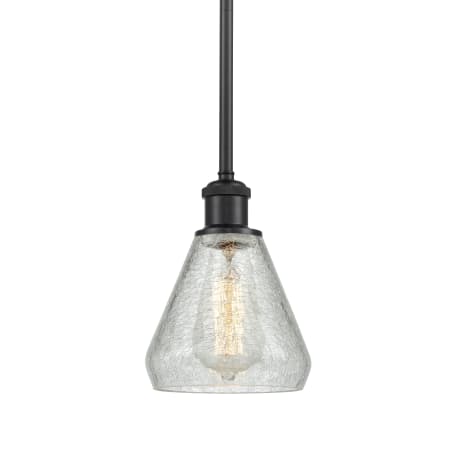 A large image of the Innovations Lighting 516-1S-10-6 Conesus Pendant Clear Crackle / Matte Black