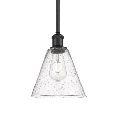 A large image of the Innovations Lighting 516-1S-10-8 Berkshire Pendant Matte Black / Seedy