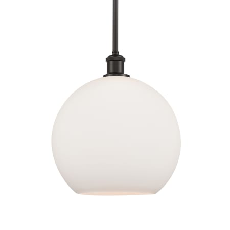 A large image of the Innovations Lighting 516-1S-14-12 Athens Pendant Oil Rubbed Bronze / Matte White