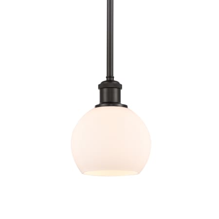 A large image of the Innovations Lighting 516-1S-8-6 Athens Pendant Oil Rubbed Bronze / Matte White