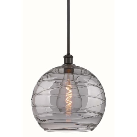 A large image of the Innovations Lighting 516-1S-16-14 Athens Deco Swirl Pendant Oil Rubbed Bronze / Light Smoke Deco Swirl