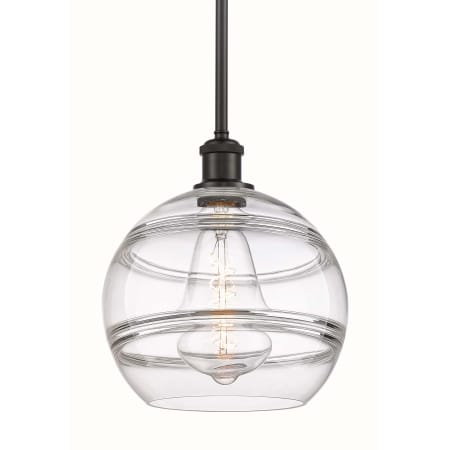 A large image of the Innovations Lighting 516-1S-12-10 Rochester Pendant Oil Rubbed Bronze / Clear
