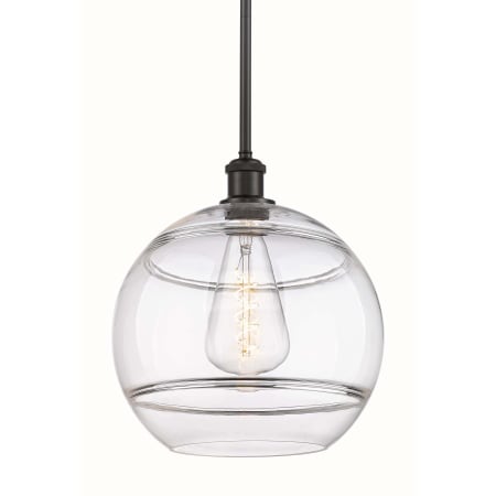 A large image of the Innovations Lighting 516-1S-14-12 Rochester Pendant Oil Rubbed Bronze / Clear