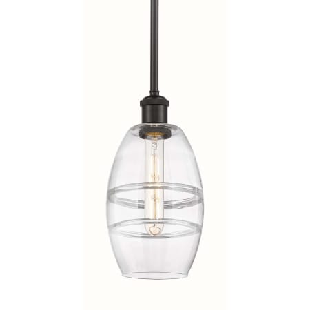 A large image of the Innovations Lighting 516-1S-9-6 Vaz Pendant Oil Rubbed Bronze / Clear