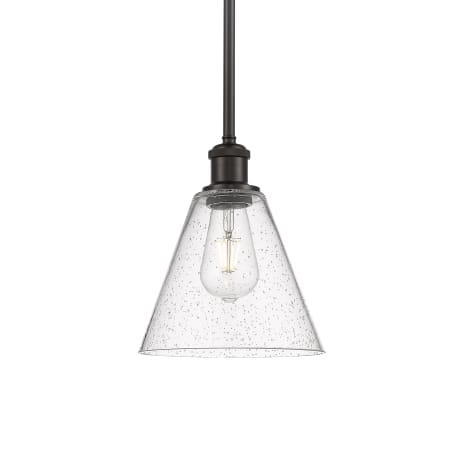 A large image of the Innovations Lighting 516-1S-10-8 Berkshire Pendant Oil Rubbed Bronze / Seedy