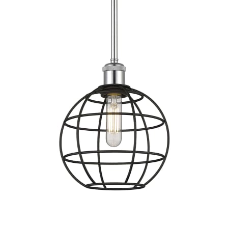 A large image of the Innovations Lighting 516-1S-11-8 Lake Placid Pendant Polished Chrome / Matte Black