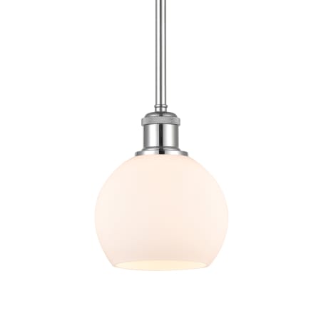 A large image of the Innovations Lighting 516-1S-8-6 Athens Pendant Polished Chrome / Matte White