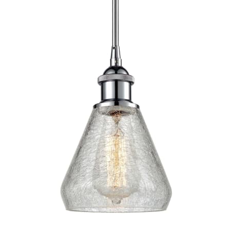 A large image of the Innovations Lighting 516-1S Conesus Polished Chrome / Clear Crackle