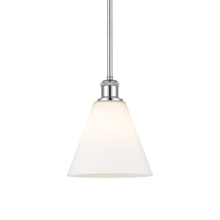 A large image of the Innovations Lighting 516-1S-10-8 Berkshire Pendant Polished Chrome / Matte White