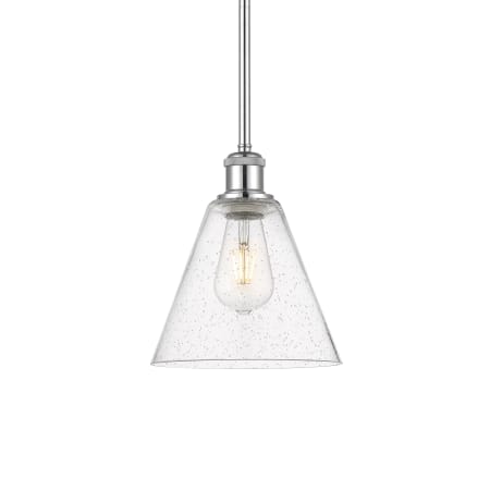 A large image of the Innovations Lighting 516-1S-10-8 Berkshire Pendant Polished Chrome / Seedy