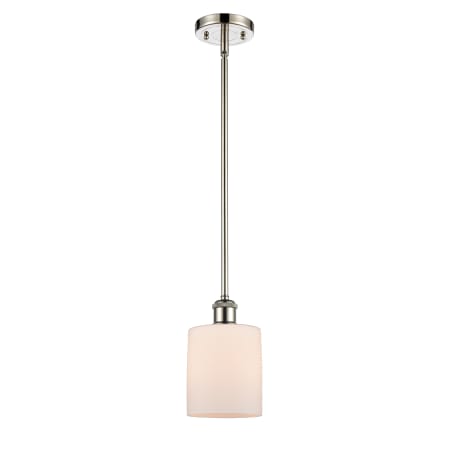 A large image of the Innovations Lighting 516-1S Cobbleskill Polished Nickel / Matte White