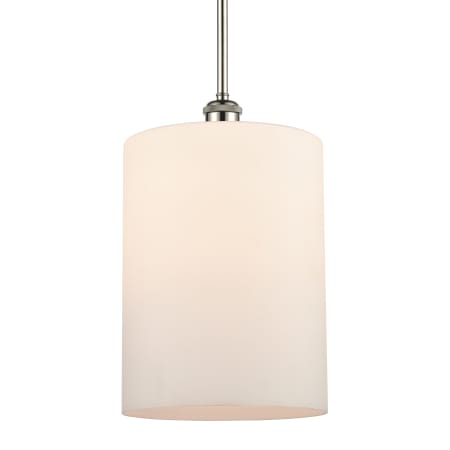 A large image of the Innovations Lighting 516-1S-14-9-L Cobbleskill Pendant Matte White / Polished Nickel