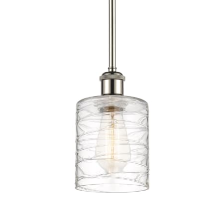 A large image of the Innovations Lighting 516-1S-8-5 Cobbleskill Pendant Deco Swirl / Polished Nickel