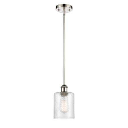 A large image of the Innovations Lighting 516-1S Cobbleskill Polished Nickel / Clear