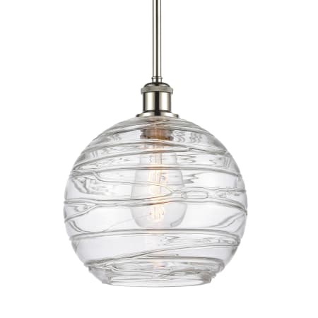 A large image of the Innovations Lighting 516-1S-13-10 Athens Pendant Clear Deco Swirl / Polished Nickel