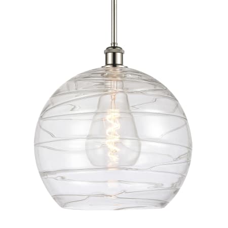 A large image of the Innovations Lighting 516-1S-15-14 Athens Pendant Polished Nickel / Clear Deco Swirl