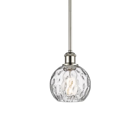 A large image of the Innovations Lighting 516-1S-8-6 Athens Pendant Polished Nickel / Clear Water Glass