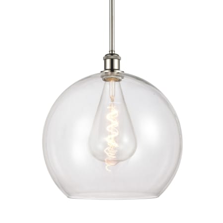 A large image of the Innovations Lighting 516-1S-16-14 Athens Pendant Polished Nickel / Clear