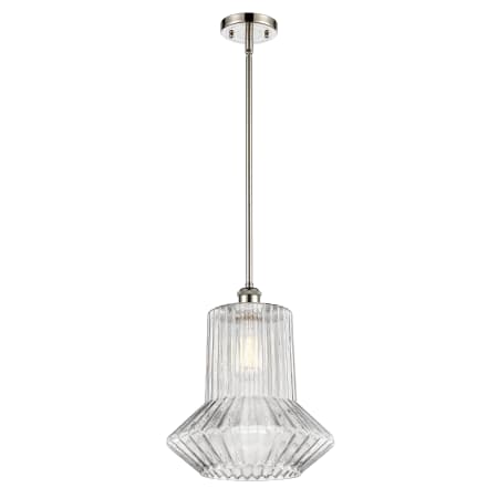 A large image of the Innovations Lighting 516-1S Springwater Polished Nickel / Clear Spiral Fluted