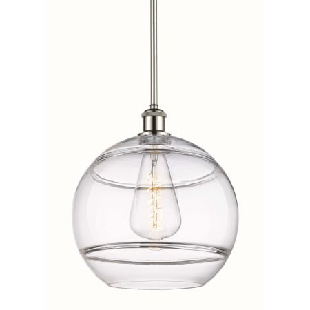 A large image of the Innovations Lighting 516-1S-14-12 Rochester Pendant Polished Nickel / Clear