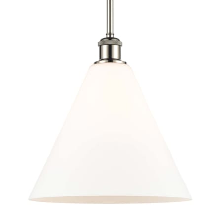 A large image of the Innovations Lighting 516-1S-13-12 Berkshire Pendant Polished Nickel / Matte White