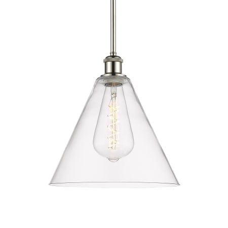 A large image of the Innovations Lighting 516-1S-13-12 Berkshire Pendant Polished Nickel / Clear