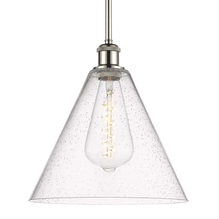 A large image of the Innovations Lighting 516-1S-13-12 Berkshire Pendant Polished Nickel / Seedy