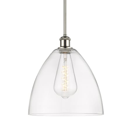 A large image of the Innovations Lighting 516-1S-13-12 Bristol Pendant Polished Nickel / Clear