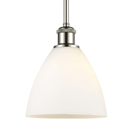 A large image of the Innovations Lighting 516-1S-10-8 Bristol Pendant Polished Nickel / Matte White