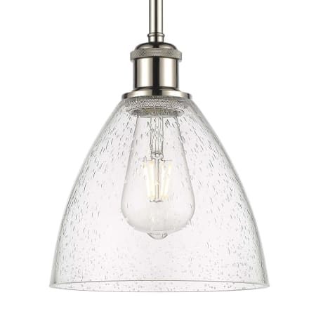 A large image of the Innovations Lighting 516-1S-10-8 Bristol Pendant Polished Nickel / Seedy
