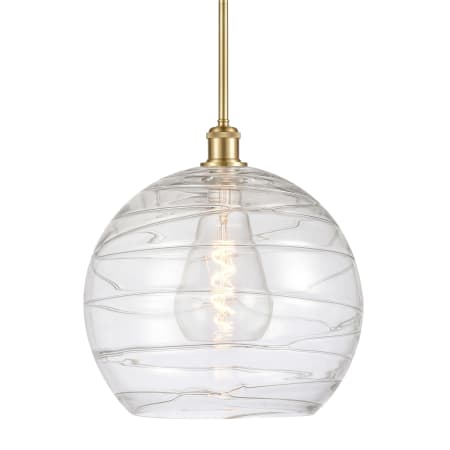 A large image of the Innovations Lighting 516-1S-15-14 Athens Pendant Satin Gold / Clear Deco Swirl