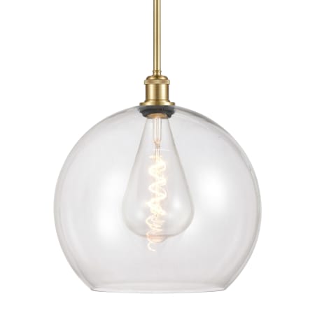 A large image of the Innovations Lighting 516-1S-16-14 Athens Pendant Satin Gold / Clear