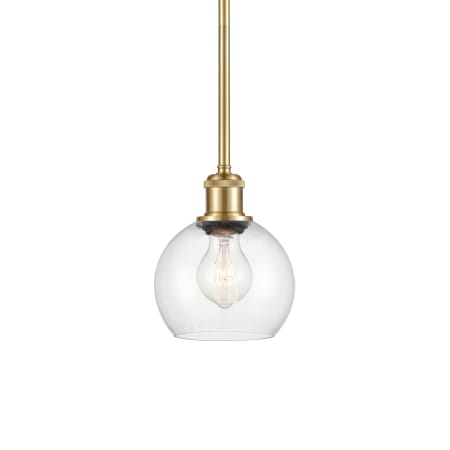 A large image of the Innovations Lighting 516-1S-8-6 Athens Pendant Satin Gold / Clear